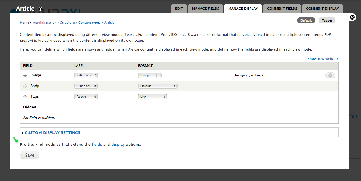 Find modules that extend the Fields(link) and Display(link) options